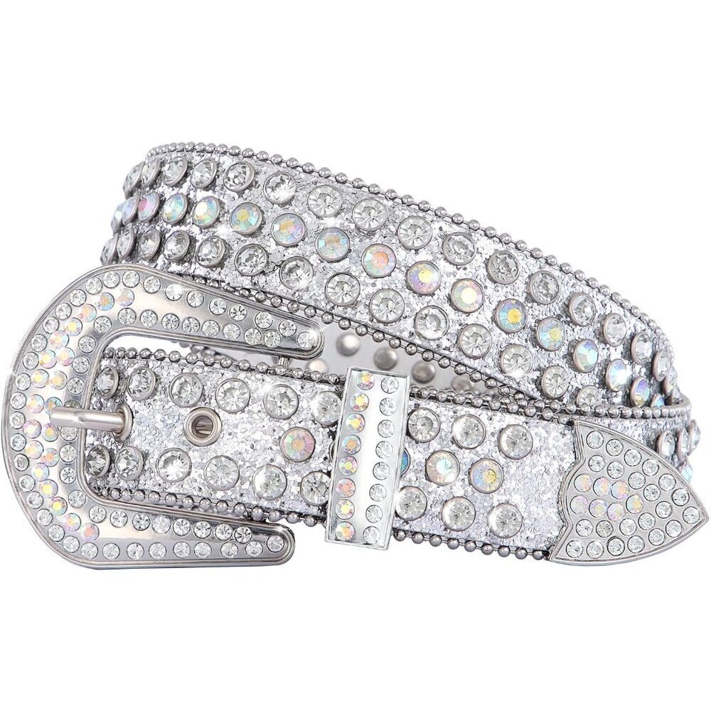 Rhinestone Leather Belt Women's Men Western Bling Cowgirl Cowgirl Waist Accessor